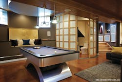 Underpinning the basement level allowed the room to gain space. The ceilings wer Underpinning the basement level allowed the room to gain space. The ceilings wer