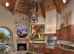 The highlight of the project remains the cabana outdoor kitchen with stone heart The highlight of the project remains the cabana outdoor kitchen with stone heart