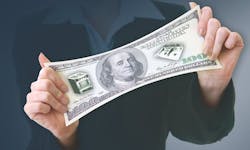 Image of a $100 bill being stretched Image of a $100 bill being stretched