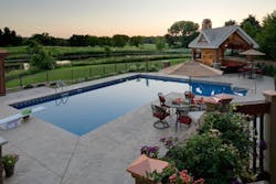 View across from the house out across the pool to the lake beyond. View across from the house out across the pool to the lake beyond.