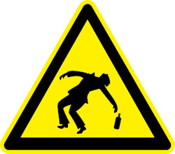 Caution sign with drunk person Caution sign with drunk person