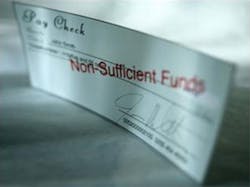 Bounced check marked non-sufficient funds Bounced check marked non-sufficient funds
