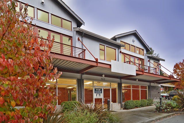 Image of commercial property with For Lease sign