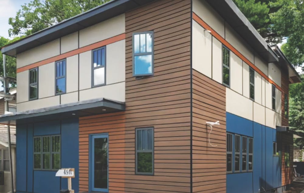 LEED Completed project with PVC siding cladding