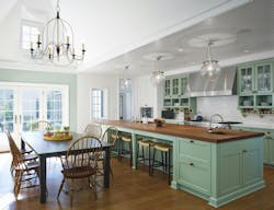 Green kitchen, large island, design Green kitchen, large island, design