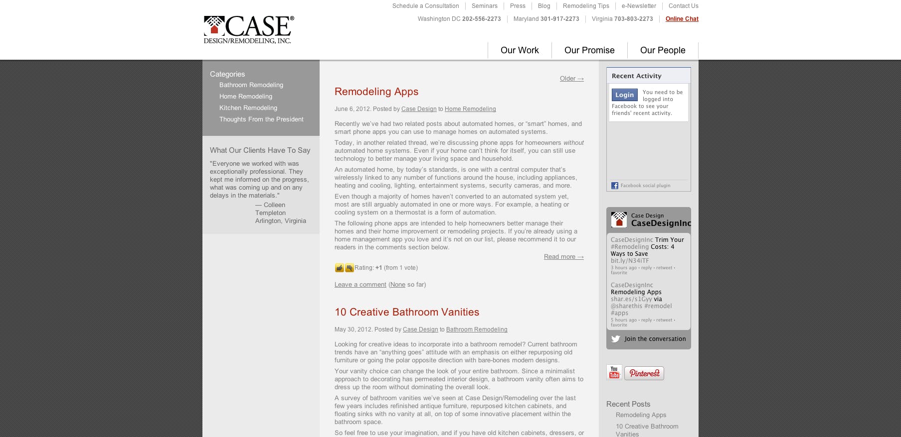 Case Design/Remodeling has generated leads and greatly improved SEO through usin