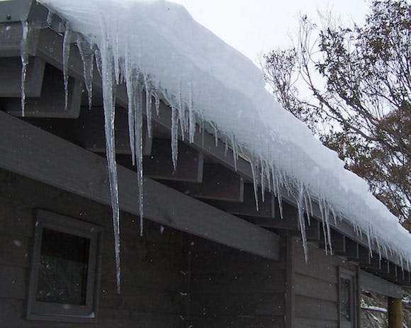 Severe ice damming on residential roof