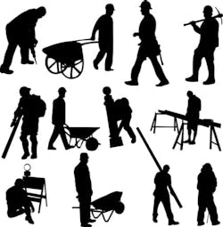 Silhouettes of construction workers Silhouettes of construction workers