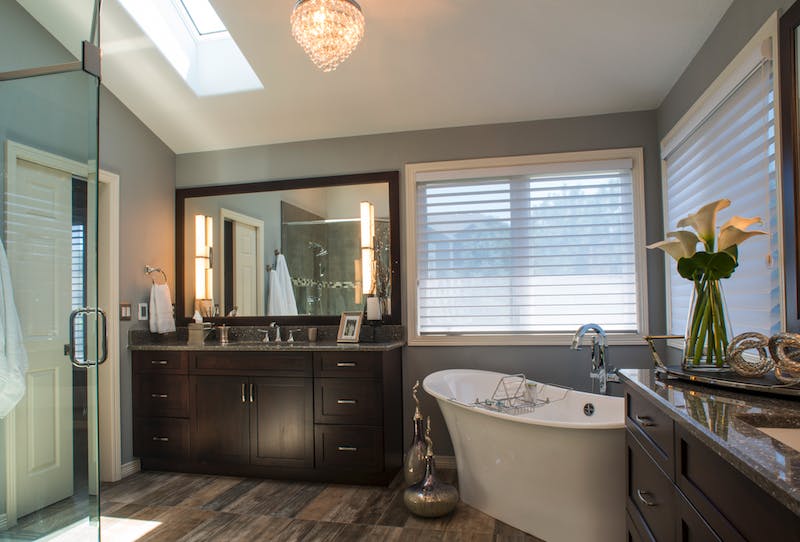 Outdated 1980s-style bathroom after remodel