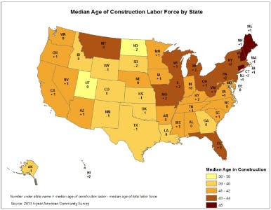 Map of U.S. construction workforce by age