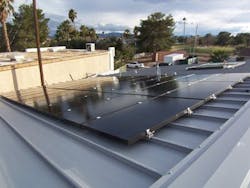 Solar panels on roof during construction Solar panels on roof during construction
