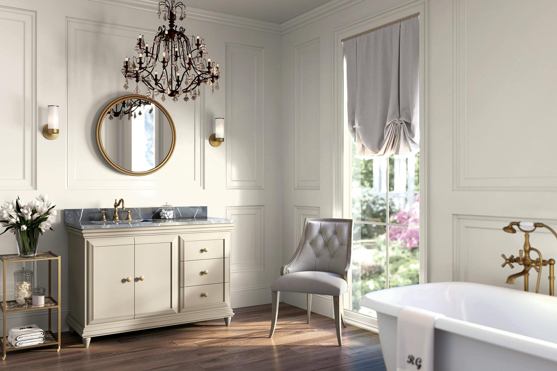 a bathroom remodeled with gold