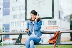 Listening to a podcast on the go Listening to a podcast on the go