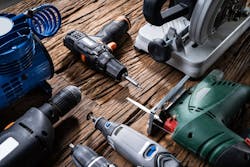 power tools on desk power tools on desk