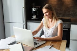 Woman on laptop learning Woman on laptop learning