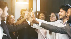 workforce high fiving