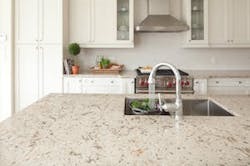 Cambria natural quartz countertop surfacing installed in a kitchen. Cambria natural quartz countertop surfacing installed in a kitchen.