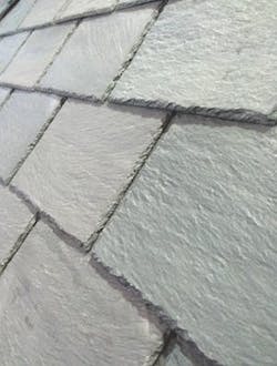 Ply Gem engineered slate roof close-up photo. Ply Gem engineered slate roof close-up photo.