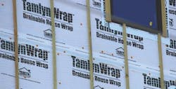 TamlynWrap’s patented gap design removes more bulk (liquid) water from a wall than flat housewrap, the manufacturer says. TamlynWrap’s patented gap design removes more bulk (liquid) water from a wall than flat housewrap, the manufacturer says.