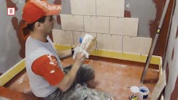 dry tiles after cutting during the tile install dry tiles after cutting during the tile install