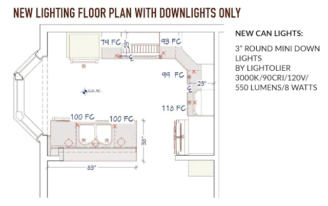 Kitchen Can Light Placement Guide Lighting Lessons: Sizing + Placement