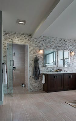 Broan's InVent ventilation fan includes an LED light Broan's InVent ventilation fan includes an LED light