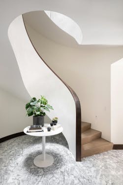 modern stair landing with plant modern stair landing with plant