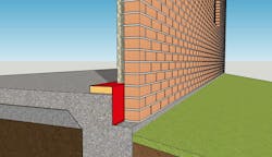 PAINT-ON WATERPROOFING membrane (red) keeps drain water out of the concrete and weep holes in the brick provide an escape path. PAINT-ON WATERPROOFING membrane (red) keeps drain water out of the concrete and weep holes in the brick provide an escape path.