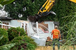 Home being razed Home being razed