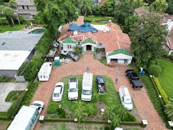 New parapets being added to the front of the house. New parapets being added to the front of the house.