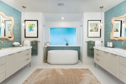 The primary bath was gutted and rebuilt with new fixtures and finishes, but its layout was unchanged. The primary bath was gutted and rebuilt with new fixtures and finishes, but its layout was unchanged.