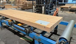 A dowel-laminated timber floor panel. Made from 'trash trees,' and using dowels instead of (a lot of) adhesives, the panels can help cut carbon and reduce wildfire. A dowel-laminated timber floor panel. Made from 'trash trees,' and using dowels instead of (a lot of) adhesives, the panels can help cut carbon and reduce wildfire.