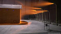 Ember testing a structure at IBHS Lab. The 'wall of wind' can also simulate hurricanes; here, it directs embers against a test house to find the weak links. Ember testing a structure at IBHS Lab. The 'wall of wind' can also simulate hurricanes; here, it directs embers against a test house to find the weak links.