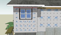 Keep fasteners away from rough openings. Because multiple layers of flashing tape and window flanges will sandwich themselves around the opening, it is key to avoid the struggle that inevitably follows NOT thinking things through. Keep fasteners away from rough openings. Because multiple layers of flashing tape and window flanges will sandwich themselves around the opening, it is key to avoid the struggle that inevitably follows NOT thinking things through.