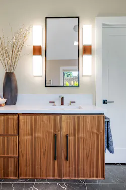 This vanity is in the primary suite addition to an older house for which Mountainwood Homes planned a multiphase remodel and expansion. This vanity is in the primary suite addition to an older house for which Mountainwood Homes planned a multiphase remodel and expansion.