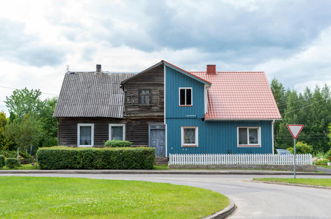 a house that is half old and half new