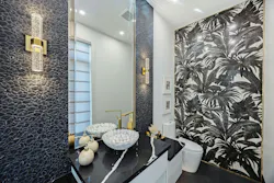 Farhad Noory’s contrast-heavy remodel blends textured and smooth surfaces, natural elements with an indoor environment, and a black-and-white color scheme.